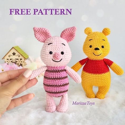 Amigurumi crochet pattern on Instagram: "Pattern and design by @marizzatoys 🌷 When publishing your works, please indicate the designer of the pattern" Winnie Poo, Disney Crochet Patterns, Cute Piglets, Crochet Pig, Crochet Disney, Crochet Panda, Crochet Gratis, Crochet Animals Free Patterns, Crochet Elephant