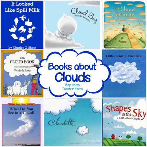 Books about Clouds I was introduced to the book, Cloudette, by my son’s preschool teacher and was immediately smitten.  My son (3) loves it too. We have read it over and over and each time he… Storytime Themes, The Measured Mom, Weather Books, Measured Mom, Preschool Weather, Weather Theme, Weather Unit, Kindergarten Science, Preschool Books