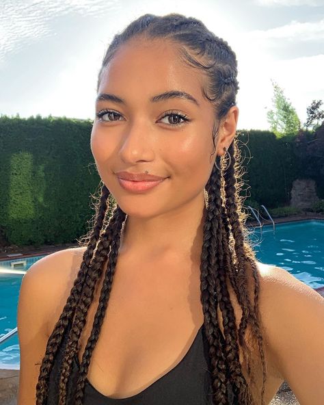 Athena Katoanga Instagram, Athena Katoanga, Skin Tone Makeup, Black Magic Woman, Mexican Women, Medium Skin Tone, Box Braids Styling, Cornrow, Caramel Brown