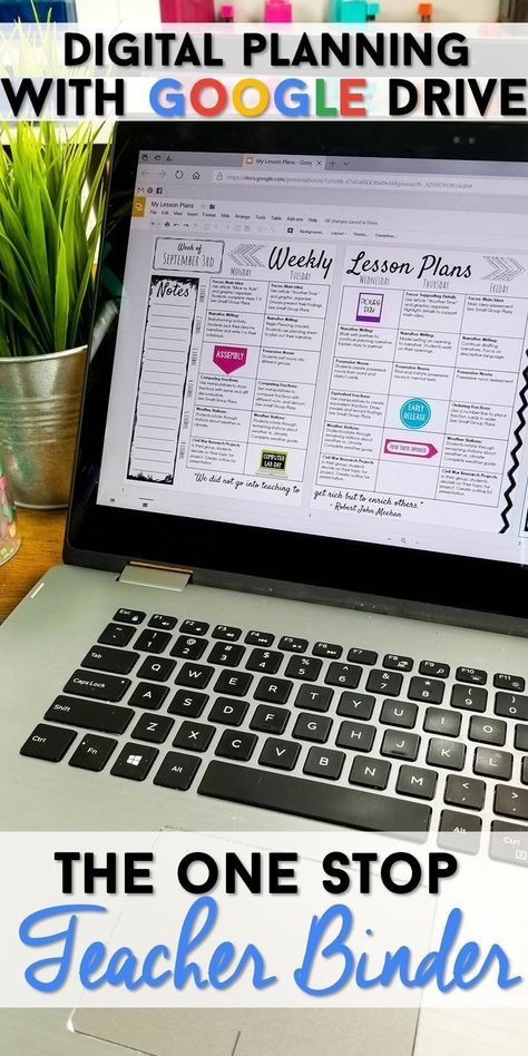 Teacher binder organization just got better with GOOGLE DRIVE lesson plans and MORE! With FREE UPDATES for LIFE, this One Stop Teacher Binder has everything you need for classroom organization. This teacher planner has lesson plan templates, 70+ planner covers to choose from, lots of classroom forms, calendars, and more! Love that it is EDITABLE with FREE updates for LIFE!  Teacher Plan Book | Classroom Organization | Lesson Plan Templates | Teacher Planner Covers | Google Drive Teacher Planner Classroom Must Haves Middle School, Free Teacher Binder, Teacher Plan, Teacher Binder Organization, Classroom Libraries, Teaching Organization, Teachers Toolbox, Curriculum Planning, Teacher Planning