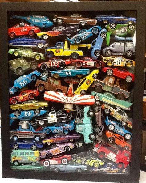 Matchbox Cars Display, Boy Nursery Cars, Disney Bedroom, Disney Bedrooms, Hot Wheels Display, Bedroom Toys, Cars Disney, Car Theme, Cars Room