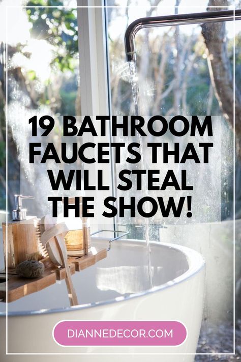 Bathroom faucets can make a big impact on a small space. While it may seem like an insignificant detail to some, the style of your bathroom faucet says a lot about you and your home. So, in this post, I'm not only going to highlight 19 show-stopping bathroom faucets, but I'll touch on a few pros and cons of each type as we go along. #bathroomfaucets #bathroomdesign #bathroomideas #homedecor #decor Flat Faucet Bathroom, Spa Bathroom Faucet, Single Hole Bathroom Faucet Chrome, Facets For Bathroom, Bathroom Sinks And Faucets, Modern Farmhouse Bathroom Faucets, Modern Faucets Bathroom, Bathroom Faucet Ideas, Bathroom Sink Fixtures