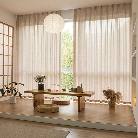 Temu | Explore the Latest Clothing, Beauty, Home, Jewelry & More Cortinas Living, Modern Victorian Interiors, Estilo Japandi, Modern Japanese Interior, Bay Window Curtain, Scandi Interiors, Sheer Linen Curtains, Ceiling Curtains, Victorian Interiors