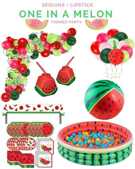 One In A Melon Balloons, Watermelon Theme Party Decorations, One In A Melon First Birthday, Melon First Birthday Party, Pta Activities, Watermelon Birthday Party Theme, Watermelon 1st Birthday, Birthday Party Aesthetic, Watermelon First Birthday