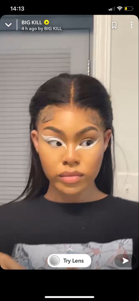 White Pencil Liner Makeup Looks, Under Eye White Eyeliner, White Winged Eyeliner, White Waterline Eyeliner Black Women, White Lashes Make Up, White Eyeliner Under Eye, White Under Eyeliner, White Liner Makeup Looks, White Eyeliner Waterline