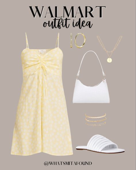 Yellow summer sun dress Summer Dress Ideas, Summer Fashion Ideas, Yellow Summer Dress, Walmart Outfits, Clothes Board, Slay Queen, Outfit Layout, Preppy Outfit, Summer Fits