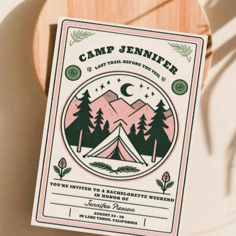 $2.14 | Camp Bachelorette Rustic Woodsy Mountain | Bachelorette Party Invitations | camp, bachelorette, rustic, woodsy, mountain, weekend, forest, camp bachelorette, pine trees, weekend in the woods Mountain Invitation, Forest Camp, Bachelorette Party Invitations, Bachelorette Weekend, Free Birthday Invitations, Free Birthday Invitation Templates, Pine Trees, Youre Invited, Free Birthday Stuff