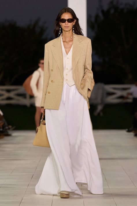 Ralph Lauren Spring 2025 Ready-to-Wear Collection | Vogue Ralph Lauren Ss25, Blue Slip Dress, 2025 Spring, Nyc Style, Slinky Dress, Column Skirt, Jeans Models, 2025 Fashion, Spring 2025