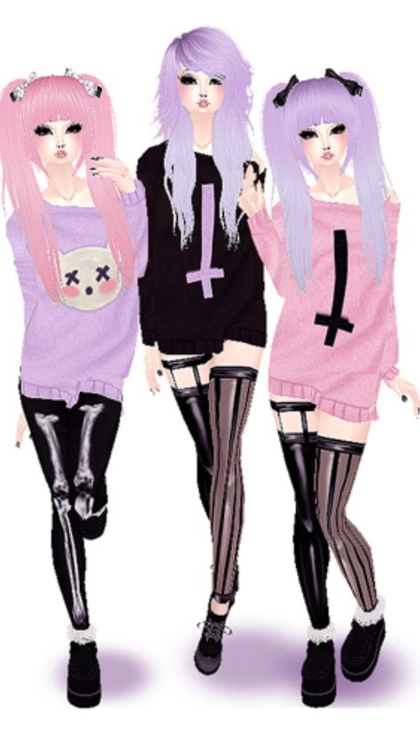 Pink Haired Anime, Scenecore Art, Girl With Purple Hair, Pastel Goth Aesthetic, Girl With Pigtails, Imvu Outfits, Girl With Pink Hair, Goth Wallpaper, Pastel Goth Fashion