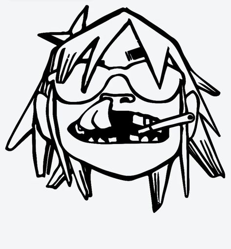 2d Tattoo, Gorillaz, Black And White, Tattoos, Hair, White, Black