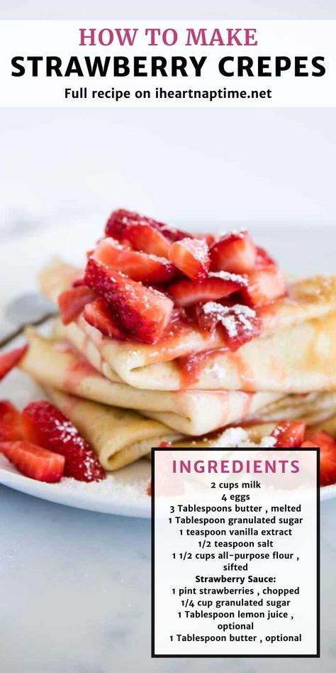 Strawberry Cream Crepes, Strawberry Crepes Filling, Strawberry Crepe Recipe, Crepes Recipe Easy Filling Cream Cheese, Crapes Recipe Filling, Creaps Recipe Easy, Creaps Recipe, Crepes Recipe Easy Filling, Strawberry Cream Cheese Crepes