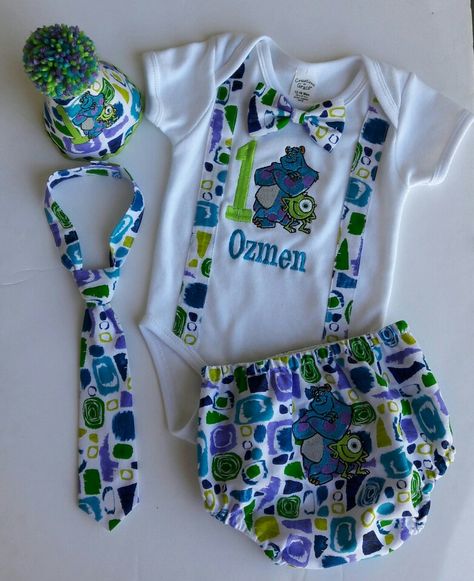 How adorable is this? Monsters inc inspired first birthday outfit. Monsters Ink First Birthday, Monsters Inc One Year Birthday, Monsters Inc 1st Birthday Boy, Monsters Inc First Birthday Boy, 1st Birthday Monsters Inc Theme, Monsters Inc First Birthday Photoshoot, Monsters Inc First Birthday Shirts, Monster Inc Birthday Shirts, Monster Ink