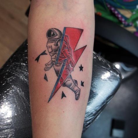 Ziggy Stardust Tattoo, Stardust Tattoo, Black Star Tattoo, Blitz Tattoo, David Bowie Tattoo, Astronaut Tattoo, David Bowie Tribute, Tribute Tattoos, Crow Tattoo