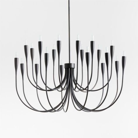 Iiona Black Candelabra Chandelier Light + Reviews | Crate & Barrel | Crate & Barrel Large Chandelier High Ceilings, Small Black Chandelier, Black Candelabra, Candelabra Chandelier, Antique Chandeliers, Slanted Ceiling, Candelabra Chandeliers, Globe Pendant Light, Bronze Chandelier