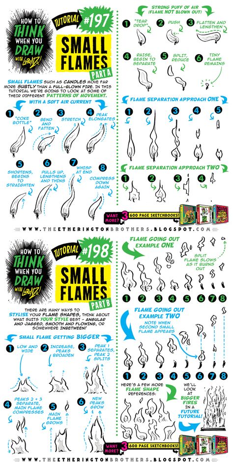 How to THINK when you draw SMALL FLAMES tutorial by STUDIOBLINKTWICE Etherington Brothers, Comic Tutorial, How To Think, Guided Drawing, Drawing Skills, Drawing Lessons, Art Tips, Drawing Tips, Design Reference