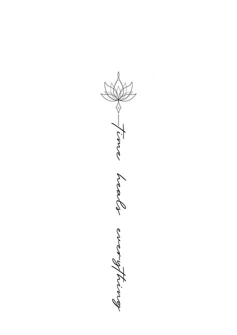 Lotus Flower Spine Tattoo With Quote, Back Tattoo Bible Verse, Tattoo Ideas Female Healing, Cute Thigh Tattoos, Small Girly Tattoos, Meaningful Tattoo Quotes, Writing Tattoos, Spine Tattoos For Women, Small Hand Tattoos