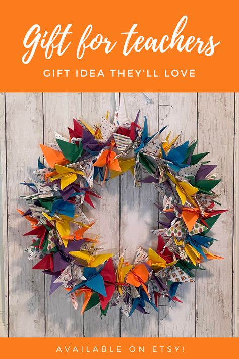 Fun Classroom Decor, Origami Decor, Teacher Wreaths, Math Symbols, Colorful Classroom, Green Patterns, Unique Teachers Gift, Origami Cranes, Classroom Wall Decor