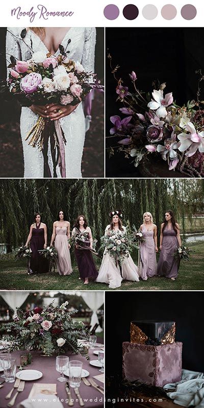 Fall Wedding Trends, Wedding Color Combinations, Purple Stuff, Wedding Color Combos, Wedding Colors Purple, Purple Color Palettes, Winter Wedding Colors, Dark Wedding, Wedding Theme Colors