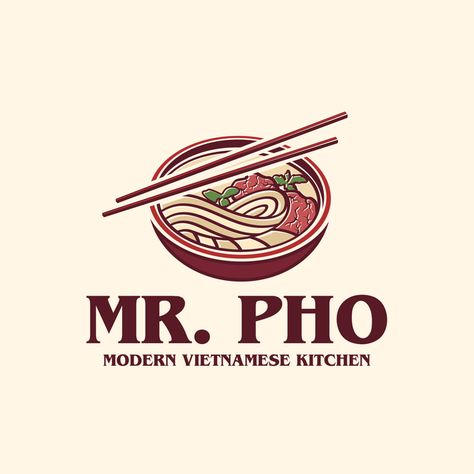 Pho Logo Design, Hongkong Restaurant, Pho Restaurant, Idea Logo, New Logo Design, Asian Restaurants, Food Logo, Logo Restaurant, Design Packaging