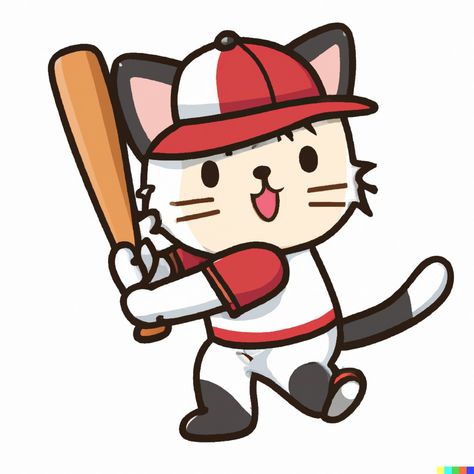 A cat is playing baseball Baseball Cartoon, Softball Logos, Baseball Mascots, Baseball Pictures, Play Baseball, Cookie Ideas, Product Development, Book Ideas, Logo Ideas