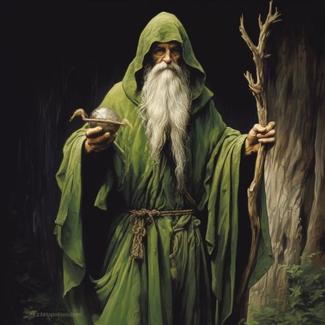 Green Wizard, Wizard Cosplay, Painting Of A Man, Male Witch, Fantasy Wizard, Dollar Store Halloween, Elves And Fairies, Longbow, Fantasy Images