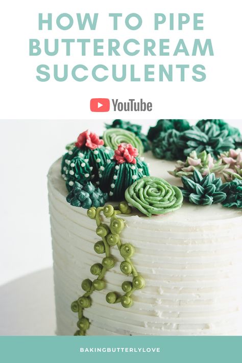 Piping Succulents, Buttercream Succulents, Cake Decorating Tutorials Videos, Cookie Decorations, Cake Piping, Cake Videos, Cake Decorating Tutorials, Prickly Pear, Love Cake