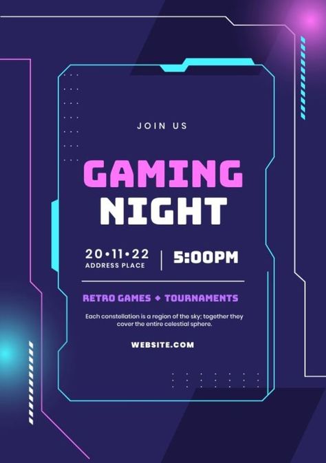 Gradient Futuristic Gaming Night Invitation Futuristic Invitation Design, Gaming Event Poster, Futuristic Invitation, Futuristic Design Graphic, Futuristic Graphic Design, Futuristic Theme, Futuristic Poster, Organizational Chart Design, Gaming Event