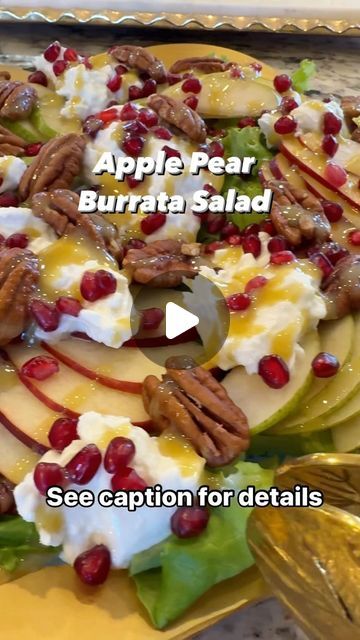 Reina G. Slim on Instagram: "Apple Pear Burrata Salad 🍎🍐 RECIPE BELOW👇🏻

I don’t know about you but I love burrata and more so when it’s thrown onto a delicious fresh salad! This salad is quick, simple and a crowd pleaser for sure! I’ve prepared it in under 15 minutes. Makes the perfect healthy side dish that you can really enjoy anytime. I promise you won’t put the fork down that’s how delicious it is! 🤤 I will share what you will need 👇🏻

Ingredients: 
▫️4 oz Choice of lettuce ( I used butter lettuce- chopped)
▫️1-2 Red Apples thinly sliced 🍎
▫️1-2 Pears thinly sliced 🍐
▫️1/2 cup pomegranate seeds 
▫️1/3 cup Pecans of walnuts ( I used pecans ) 
▫️8 oz Burrata ( You can use fresh mozzarella or gorgonzola cheese instead ) 

For homemade maple mustard vinaigrette: 
▫️4 Tbsp olive o Pear Burrata Salad, Maple Mustard Vinaigrette, Burrata Salad Recipe, Mustard Vinaigrette, Butter Lettuce, Burrata Salad, Maple Mustard, Light Food, Healthy Side Dish