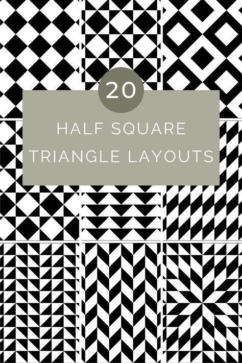 The Half Square Triangle block is one of the most popular quilt blocks. This simple block can be arranged in endless ways to create unique quilt designs. The designs in this post were created using 80 Half Square Triangles (2 charm packs) and arranging them in an 8 x 10 grid. Create your own designs... 9 Patch Half Square Triangle, Half Square Triangle Designs, Easy Half Square Triangle Quilts, Half Square Triangle Star Blocks, Half Square Triangle Layouts, 2 Color Quilt Blocks, 2 Color Quilts Patterns Free, Half Square Triangle Quilts Pattern Free, Two Color Quilts Patterns Free