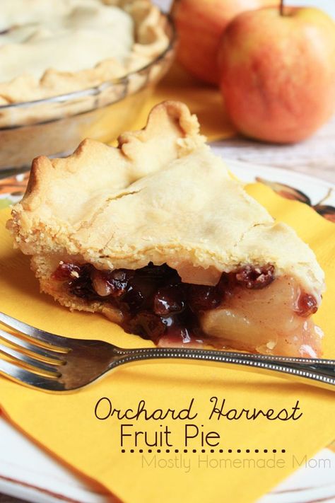 Orchard Harvest Fruit Pie - This beautiful double crust pie is filled with apples, pears, and cranberries - the perfect dessert for entertaining guests this fall! #FallMoments #ad Harvest Pie Recipe, Fruit Pie Recipes, Double Crust Pie, Smoked Kielbasa, Pear Pie Recipe, Fruit Pie Recipe, Harvest Fruit, Kielbasa Sausage, Sliced Pears