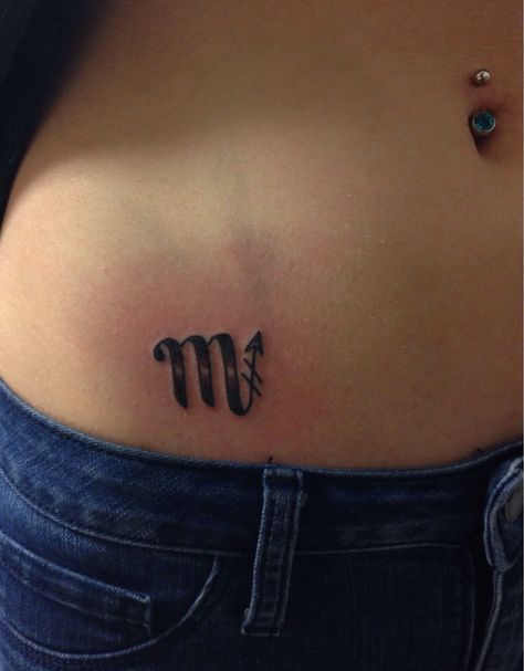 Scorpio/saggitarius cusp tattoo Scorpio And Sagittarius Tattoo, Scorpio Sagittarius Cusp Tattoo, Scorpio Saggitarius, Lower Belly Tattoo, Scorpio Tattoos, Scorpio Sagittarius Cusp, Scorpio Zodiac Tattoos, Four Leaf Clover Tattoo, Sagittarius Tattoo