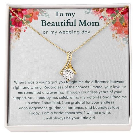 Amazon.com: To My Mom On My Wedding Day Gift Alluring Necklace Sentimental Message Bride Mom Gift For Mother From Daughter Jewelry (Alluring Pendant, 18K Yellow Gold Finish/mahogany box) : Handmade Products Brides Mom, Daughter Jewelry, To My Mom, Box Handmade, My Wedding Day, Mom Necklace, Gift For Mother, Stand By Me, My Mother