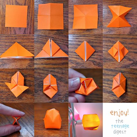 Teenage Digest: DIY Origami Light Boxes Fold Paper Airplane, Diy Diwali Lanterns, Origami Light, Paper Jet, Origami Lantern, Origami Lights, Japanese Paper Lanterns, Origami Ornaments, Origami Lamp