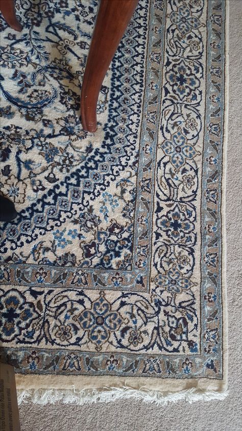 Aesthetic Persian Rug, Blue Persian Rugs, Blue Persian Rug Bedroom, Persian Rug On Carpet, Navy Blue Persian Rug, Blue Orientalist Rug, Persian Rug Aesthetic Room, Light Blue Persian Rug, Persian Rug In Bedroom