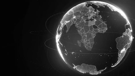 4k loop of rotating dots stylised world globe with orbits and randomly highlighted countries - 4K stock video clip 3d Line Art, Spinning Globe, Black And White Gif, Globe Vector, World Globe, Video Clip, Stock Video, Stock Footage, The Globe