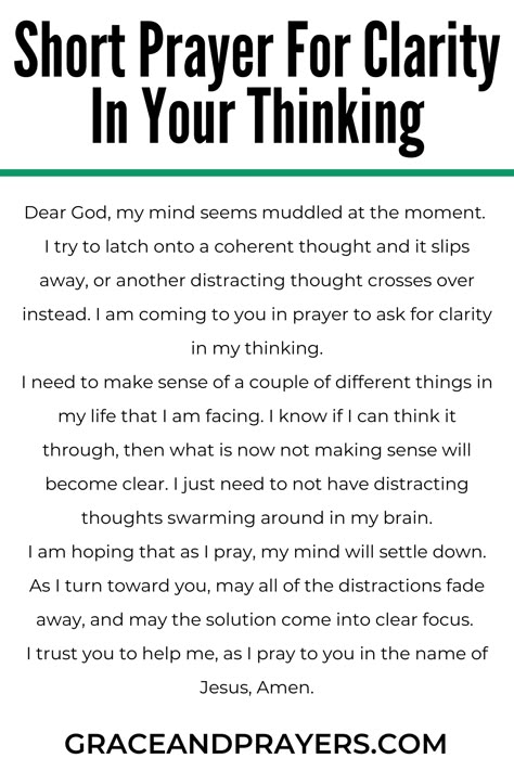 Are you seeking prayers for clarity and focus? Then we hope these 15 effective players will help you focus and see clearly all aspects of your life! Click to read all prayers for clarity and focus. Prayers For Clarity, Prayer For Focus And Concentration, How To Focus On God, Prayer For Consistency, Prayer For Clarity And Guidance, Prayers Protection, Prayer For Difficult Times, Prayers For Direction, Prayer For Studying