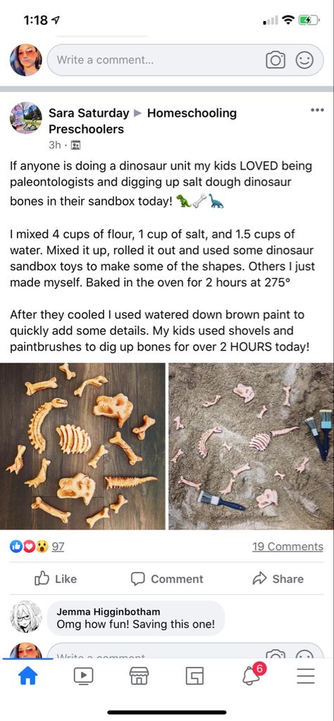 Homemade Dinosaur Bones, Salt Dough Dinosaur Bones, Diy Dinosaur Bones, Child Development Activities, Dinosaur Dig, Real Dinosaur, Dino Birthday Party, Dramatic Play Centers, Toddler Arts And Crafts