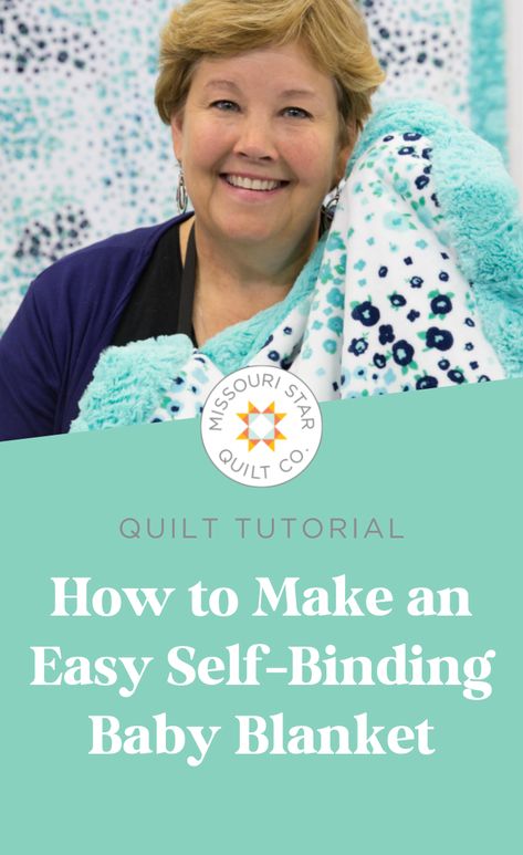 Watch this Easy DIY Self-Binding Baby Blanket Quilt Tutorial. Learn how to make this blanket with Shannon Cuddle Fabric. This self-binding quilt project is super easy and quick. Perfect for making those last minute gifts! Self Binding Minky Blanket Tutorials, Flannel Baby Blankets Diy, Self Binding Minky Blanket, Easy Baby Quilts For Beginners, Self Binding Baby Blanket Tutorial, Minky Baby Blanket Diy, Minky Blanket Tutorial, Self Binding Baby Blanket, Binding Quilt