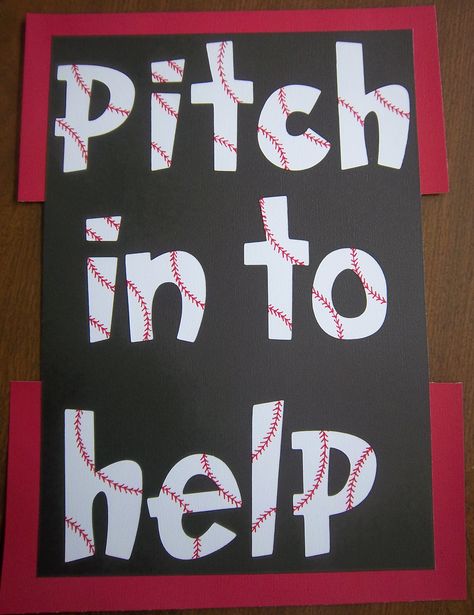 Bulletin Board - Baseball theme - "Pitch In To Help"have donations written on baseballs for parents to take to help with supplies. Baseball Classroom, School Sports Theme, Fundraising Poster, Middle School Bulletin Boards, School Wide Themes, Baseball Fundraiser, Sports Classroom, Work Games, Sports Theme Classroom