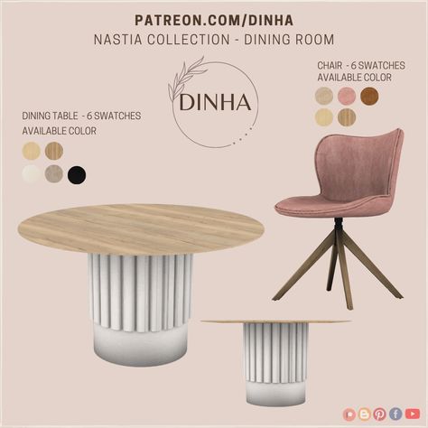 Sims 4 Cc Table Dining, Sims 4 Ikea Cc, Ts4 Kitchen, Sims 4 Cc Sims, Round Wood Table, Sims 4 Sims, Cc Mods, Dinner Chair, Apartment Dining Room