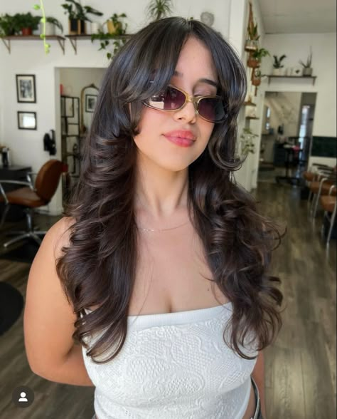 Long Hair No Bangs, Outward Curls, Long Shag Haircut With Bangs, Best Haircuts For Long Hair, Long Layers Face Framing, Shag Haircut With Bangs, Hairstyles Butterfly, Curtain Bangs Wispy, Layered Long Hair