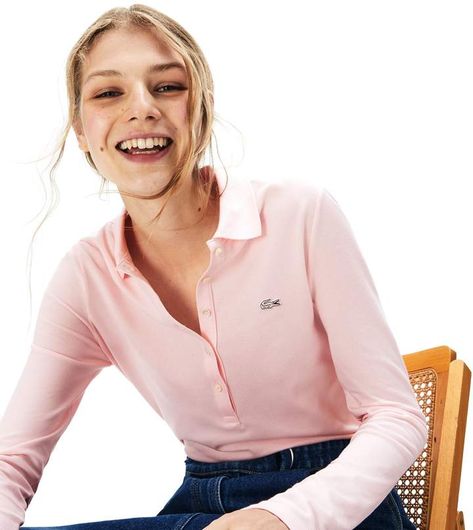 Pink Lacoste Polo Outfit, Lacoste Polo Outfit, Polo Outfit, Polo Lacoste, Lacoste Polo, Flamingo Pink, Pique Polo Shirt, Plus Size Shopping, Mode Fashion