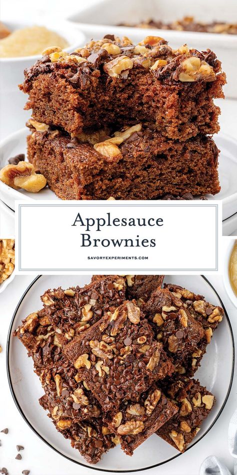 This delicious Applesauce Brownies recipe is chock full of rich chocolate flavor, from the brownie itself to the sweet topping! Applesauce Brownies, Apple Brownies, Fabulous Desserts, Dream Bakery, Easy Brownie, Awesome Desserts, Healthier Desserts, Food Catering, Brownie Toppings