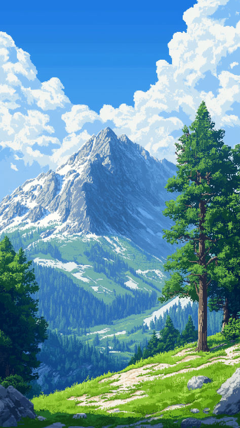 Pixel Art Mountainscape V2 Wallpapers #pixelartwallpaper #pixelart #wallpapers #wallpaper4k #pixelartlandscapes Pixel Art Wallpaper 4k, Pixel Wallpapers, Pixel Art Wallpaper, Google Pixel Wallpaper, Cool Wallpapers Art, Anime Scenery Wallpaper, Beautiful Mountains, Environmental Art, Scenery Wallpaper