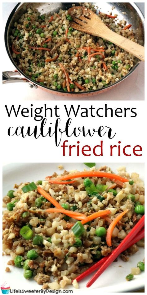 Weight Watchers Cauliflower Fried Rice is a delicious faux fried rice recipe that is easy and delicious. This zero freestyle smartpoint Weight Watchers recipe will please everyone in the family. Ww Sides, Ww Dinners, Ww Lunch, Ww Dinner, Weight Watchers Recipe, Cauliflower Fried Rice Recipes, Making Rice, Cauliflowers, Ww Meals