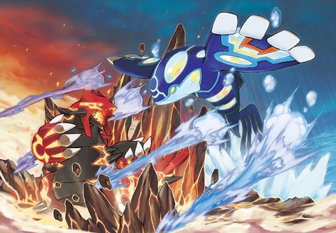 Primal Groudon vs Primal Kyogre concept art for Pokemon Omega Ruby and Pokemon Alpha Sapphire. Kyogre Pokemon, Omega Ruby Alpha Sapphire, Pokemon Alpha, Pokémon Ruby And Sapphire, Pokemon Omega, Pokemon Omega Ruby, Pokemon Mega, Nintendo 3ds Games, Pokémon Ruby