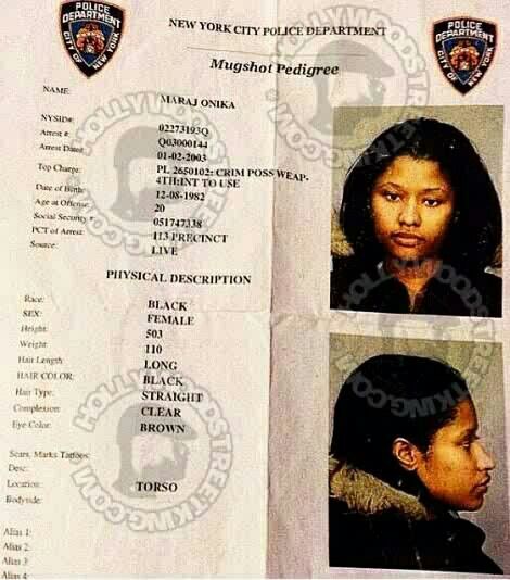 Nicki Minaj mugshot for theft, before the fame Mugshots Nicki Minaj, Franchise Mugshot Pfp, Fine Mugshots, Mugshots Women, Mugshot Pfp, Celebrity Mugshots, Black Hair Types, Nicki Minaj Wallpaper, Nicki Minaj Photos