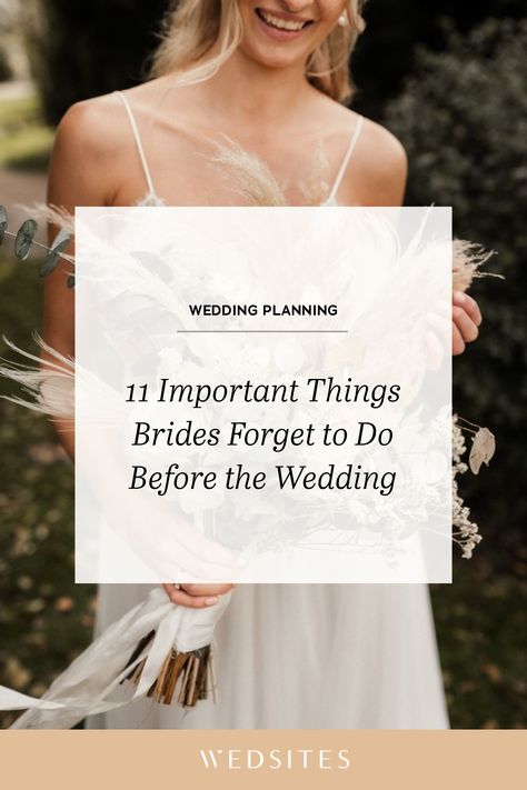 Things To Do 2 Weeks Before Wedding, Wedding Week Checklist Brides, Bride Things To Do Before Wedding, Wedding Details To Not Forget, Bride To Do List Things To Do, Things To Not Forget For Wedding, Bride Necessities Wedding Day, Bride Checklist Before Wedding, Bride Things Packing Ideas