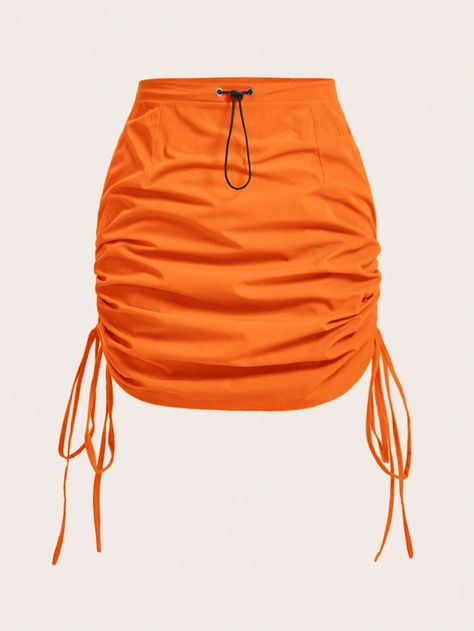 SHEIN Coolane Plus Drawstring Side Ruched SkirtI discovered amazing products on SHEIN.com, come check them out! Pollera Aesthetic, Side Ruched Skirt, Drawstring Skirt, Aesthetic Color, Orange Skirt, Ruched Skirt, Aesthetic Colors, Plus Size Skirts, Skirt Outfits