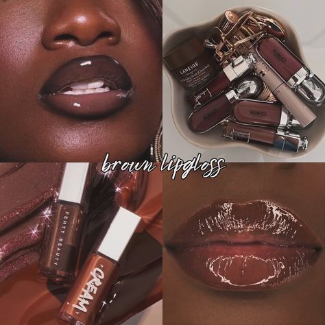 .₊ ✿⋆.˚ ♡₊✧ | ⋆⭒˚.⋆𝜗𝜚 • • ~follow for more @dewy.joy0419 🎀 • • • • • #lipgloss #gloss #lips #lip #pink #pinklipgloss #red #redlipgloss #brown… | Instagram Brown Lipgloss Aesthetic, Lip Tint For Brown Skin, Fall Lip Gloss, Lip Gloss Collection Aesthetic, Lip Gloss Photoshoot Ideas, Pink Lips Aesthetic, Dark Brown Lip Liner, Brown Lip Tint, Lip Gloss Brown